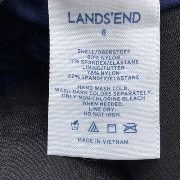 Lands End Tankini Top Women 6 Blue Blouson‎ Pad Bra Adj Strap Nylon Spandex Swim - Picture 8 of 9